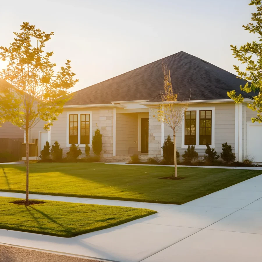 beautiful-suburban-house-with-green-lawn-sunny-day